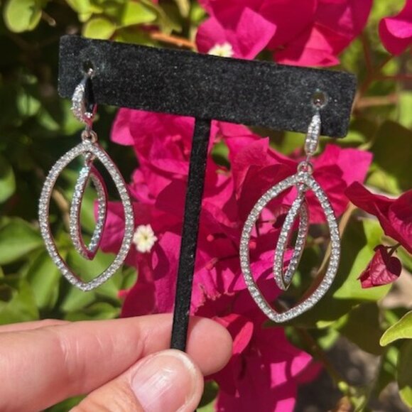 GIVENCHY Silver Crystal Pave Orbital Drop EARRINGS - Picture 1 of 8